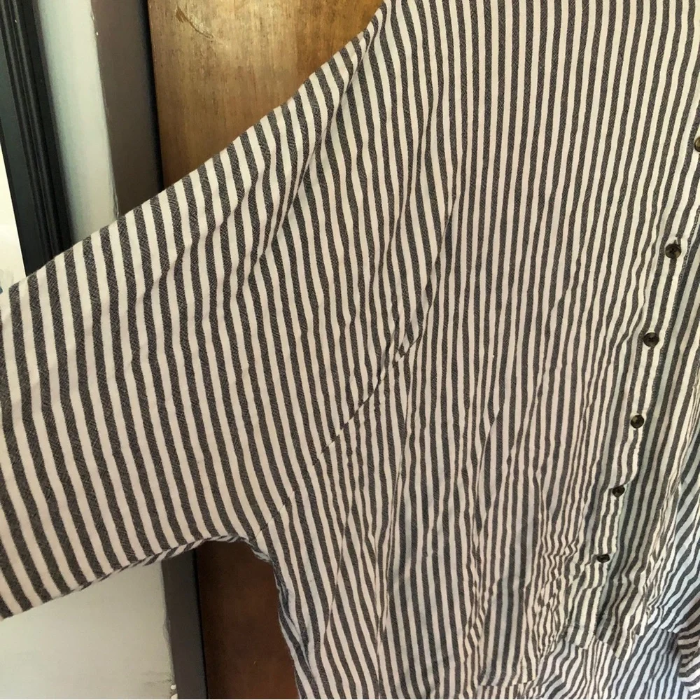Urban Outfitters UO Oversized Grey Striped Button Down Lagenlook Nautical Shirt - Picture 6 of 13